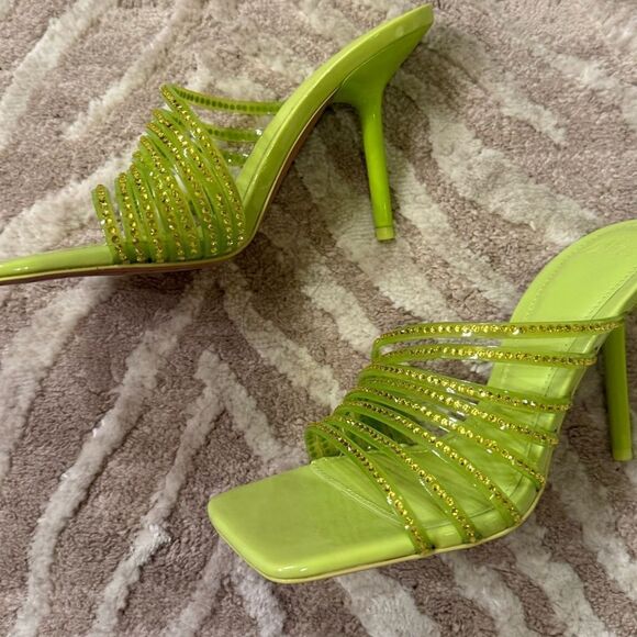 Zara Rhinestone Vinyl High Heel Sandals - Picture 5 of 8